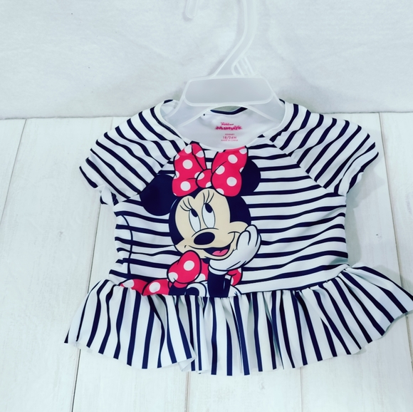 Disney Junior Minnie Girl's Rash Guard UPF 50+ Swim Top Sz 18/24M - Picture 3 of 5